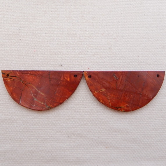 Multi-Color Picasso Jasper Pair Earring,Double Hole,Red Earring,42x20x3mm(customized product,natural stones cannot have the same texture)