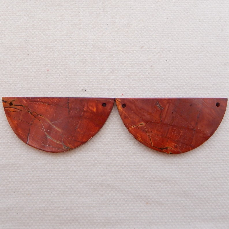 Multi-Color Picasso Jasper Pair Earring,Double Hole,Red Earring,42x20x3mm customized product,natural stones cannot have the same texture