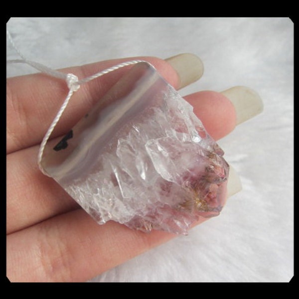 Drusy Geode Amethyst Pendant Bead,30x34x5mm,7.79g