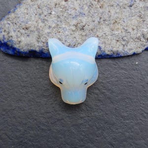 Hand Carved Opalite Panther Gemstone Pendant,Gemstone Animal, 28x21x16mm, 10.7g-W17636