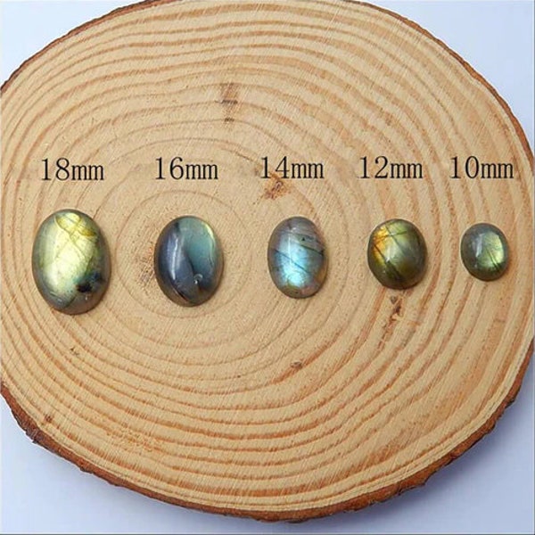 10 PCS Oval Flatback Labradorite Cabochon, 10mm 12mm 14mm 16mm 18mm