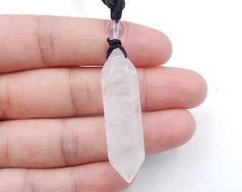 Hot Sale Natural White Quartz Necklace,Healing Crystal Necklace, Men Women Luck Necklace,Beads 6mm, Pendant 40x10mm