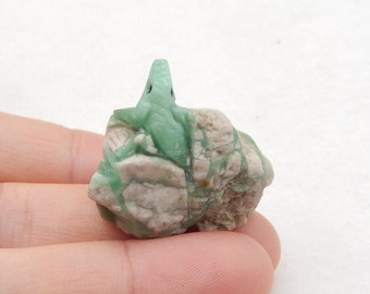 Carved Variscite lizard Gemstone Cabochon, Lovely Animal Gemstone Decoration, 25x21x19mm,12g-P9492