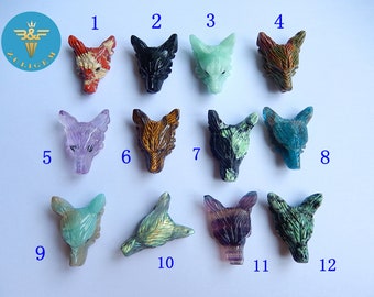 Wholesale, Kinds Of Gemstone Wolf Head, Carve Wolf Head Pendant,Jewelry,Animal Pendant,Wolf Necklace, 1 Pcs, 32x25x11mm
