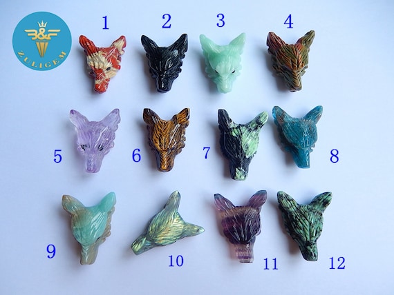 Cabeza De Lobo Tallado a Mano Colgante De Cristal Curativo Piedra Preciosa Natural Lapislázuli Regalo