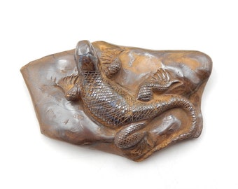New Arrival !!! Carving Lizard Boulder Opal Gemstone Decoration, Animal Decoration, 103x65x35mm, 183g-C1078