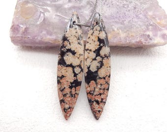 Pendientes de jaspe marquesa con forma de copo de nieve, piedra para la fabricación de pendientes, 45x11x4 mm, 5,4 g - W26764