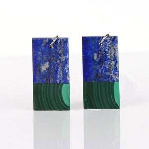 Malachite and Lapis Lazuli Intarsia Earrings,30x15x3mm, 10.1g (B0113)