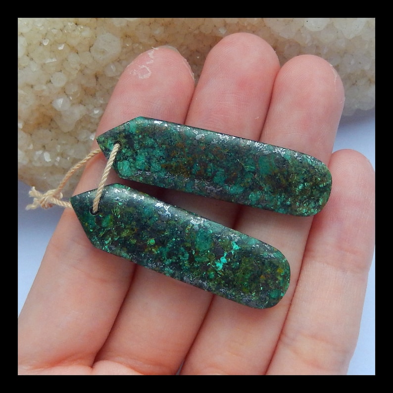 n0306 African Turquoise Gemstone Earrings,Natural Stone Jewelry,41x11x5mm,40x12x5mm,9.8g