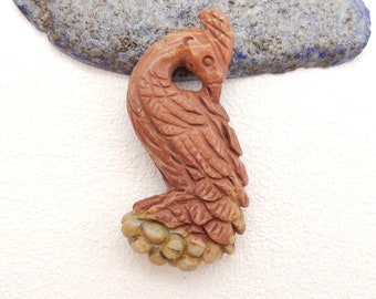 Handmade Carving Wonder Stone Cabochon,Animal Necklace ,Peacock Cabochon,62x30x11mm,24.21g-W12956