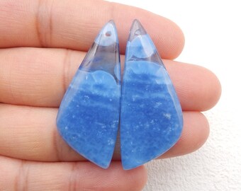 Hot Sale Blue Onyx Earrings Bead, Stone For Earrings making, 40x17x5mm, 7.6g-W13381