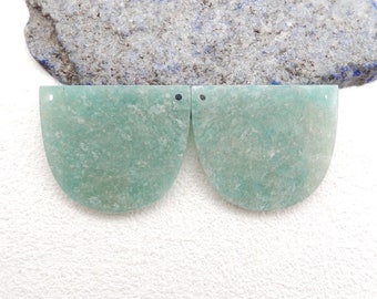 New Natural Amazonite Earrings, Natural Stone, Double Hole Earrings, 30x35x3mm, 14.5g-W13372