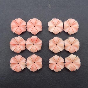 Wholesale! 1 Pair Pink Conch Shell (Made Of Powder Of Shell, Color Is Enhanced ) Carved Flower Earrings, 26x6mm, 5.3g-BK058
