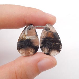 New Natural Chiastolite Gemstone Earring, Natural Stone, 22x15x4mm, 4.5g-W21046