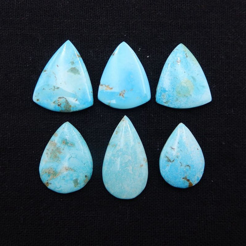 15.9g-h6850 Blue Cabochons 6 PCS Natural Turquoise Flatback Gemstone Cabochons