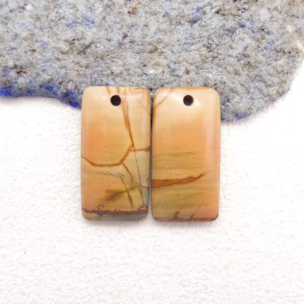 Selling 2 Pcs Multi Color Picasso Jasper Pendant Beads Set, 29x15x5mm, 9.1g-W13255