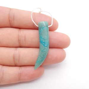 Natural Chrysocolla Gemstone Pendant Stone, Gemstone For Jewelry Cabochon Making, 37x8mm, 3.5g-W21338