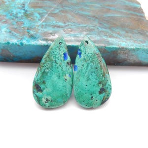 Neuer natürlicher Chrysokoll Edelsteinohrring, Natursteinschmuck, 29x16x4mm, 5.5g-W21064