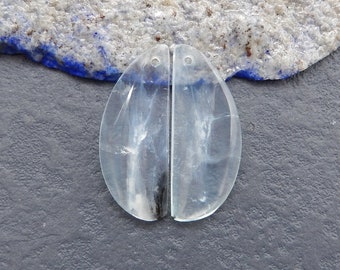 New Natural Blue Opal Gemstone Earrings Bead, 27x11x4mm, 4.8g-W13276