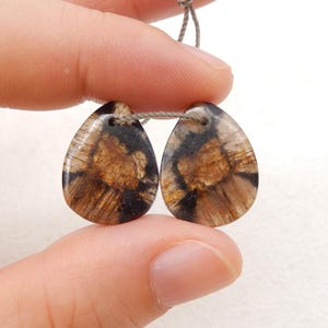 New Natural Chiastolite Gemstone Earring, Natural Stone, 19x14x4mm, 3.5g-W19974