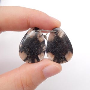 New Natural Chiastolite Gemstone Earring, Natural Stone, 25x18x4mm, 6g-W20777