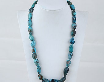 New Arrival! Turquoise Gemstone Necklaces, Natural Turquoise Gemstone Necklaces, 925 Sterling Silver Findings, 50cm, 110g-JJ225