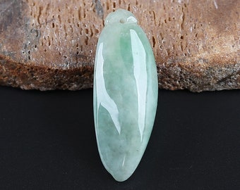 New Arrival! Handmade Jewelry, Natural Jade Carved Gemstone Pendant Bead, Unique Stone Pendant, 43x16x10mm, 11.1g-BTF255