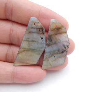 New Nugget Labradorite Gemstone Earrings Beads, stone for earrings making, 34x15x3mm, 6.5g-P8111