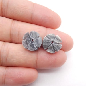 Carved Natural Drusy Brazil Agate Flower Shape Gemstone Earring Beads, Lovely Earring Pair, 12x4mm, 1.8g - C3628