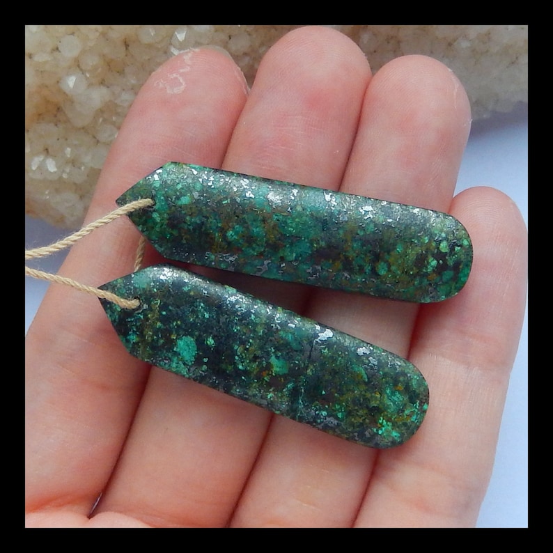 n0306 African Turquoise Gemstone Earrings,Natural Stone Jewelry,41x11x5mm,40x12x5mm,9.8g