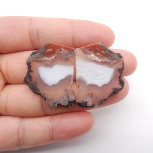 New Nugget Agate Gemstone Earrings Stone Pair, stone for earrings making, 29x23x3mm, 9.1g-W20721