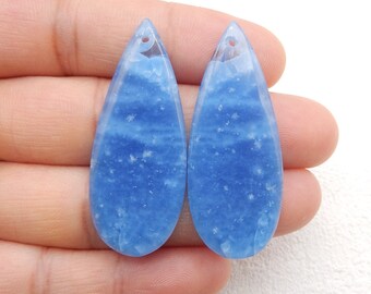 Hot Sale Blue Onyx Teardrop Earrings Bead, Stone For Earrings making, 42x17x4mm, 7.3g-W13385