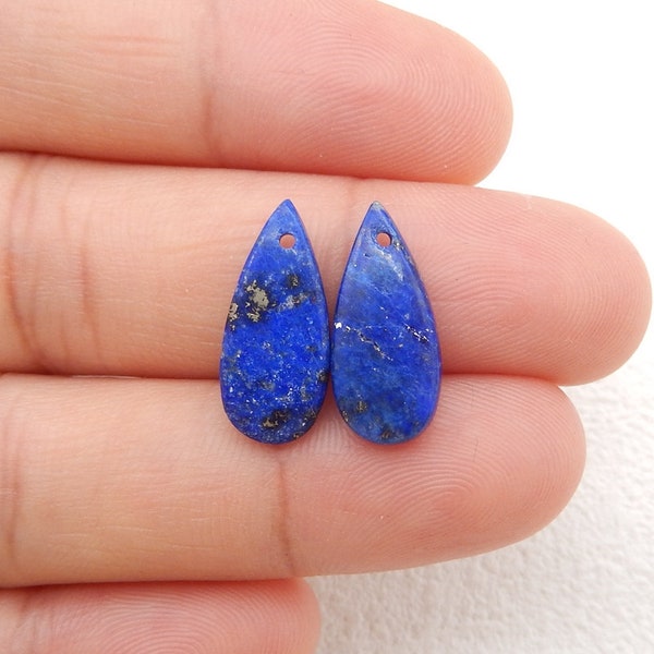 New Natural Lapis Lazuli Teardrop Mini Gemstone Earring, Gemstone Earring Pair, 16x7x3mm, 1.3g-W12011