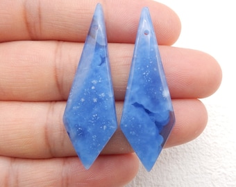 Hot Sale Blue Onyx Tie Shape Earrings Bead, Stone For Earrings making, 42x14x5mm, 5.6g-W13384