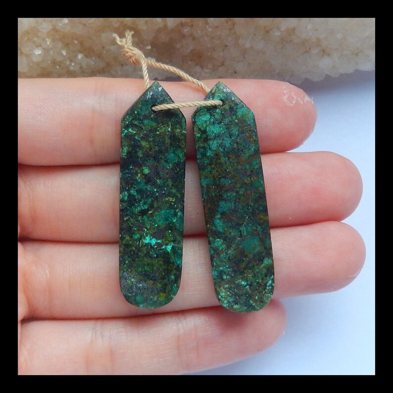 n0306 African Turquoise Gemstone Earrings,Natural Stone Jewelry,41x11x5mm,40x12x5mm,9.8g