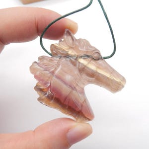 Carved Fluorite Horse Head Pendant,Gemstone Pendant,Animal Necklace Pendant,Horse Pendant, 38x42x8mm, 26.3g-C3522