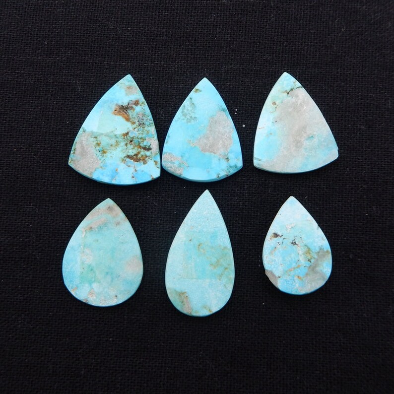 15.9g-h6850 Blue Cabochons 6 PCS Natural Turquoise Flatback Gemstone Cabochons