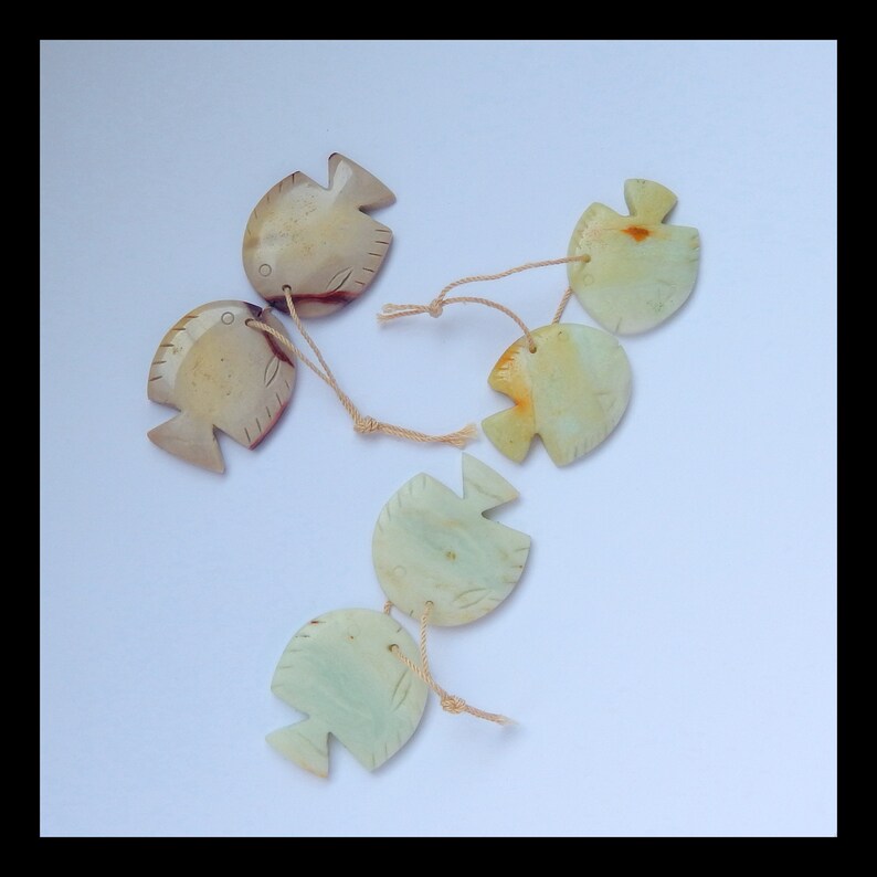 Sale 3 Pairs Fish Earrings,Amazonite Fish Earrings,Mookite Jasper Fish Earrings,29x23x4mm,31x26x4mm,29g n0863