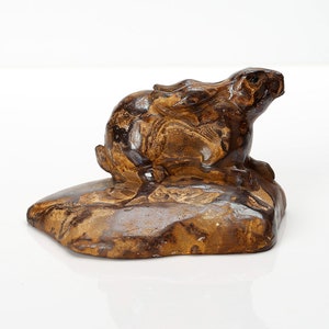 New Arrival !!! Carved Boulder Opal Gemstone Rabbit Cabochon,Animal Decoration,53x85x60mm,210g-J589