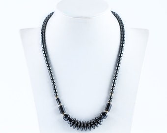 New Arrival! Natural Gemstone Hematite Beads Necklace, 1 Strand, 17.3 inch, 4x4mm, 12x4mm, 46.3g-JJ534