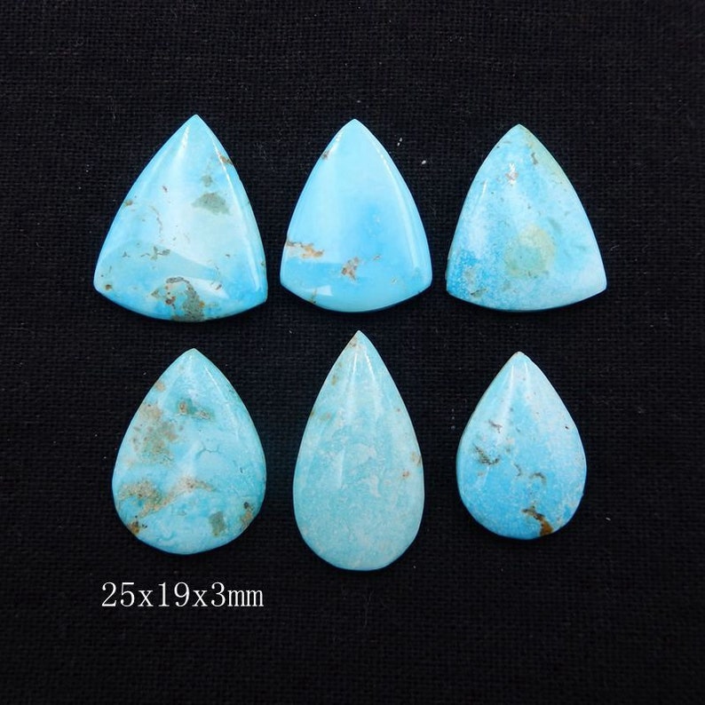 15.9g-h6850 Blue Cabochons 6 PCS Natural Turquoise Flatback Gemstone Cabochons