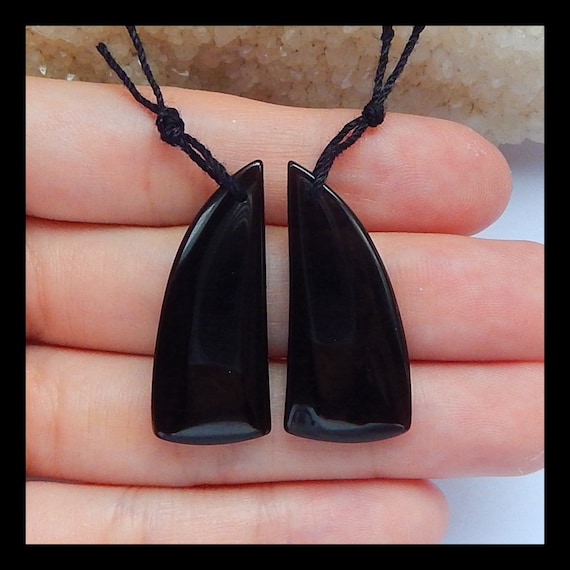 卸売黒曜石宝石イヤリング、31x13x4mm - Etsy 日本