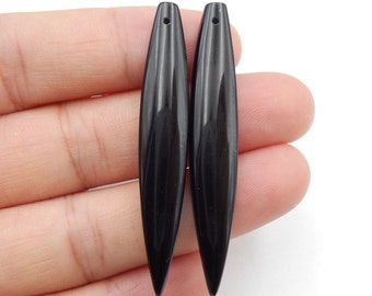 Boucles d’oreilles en obsidienne longue en gros, 48x8x4mm, 5.3g