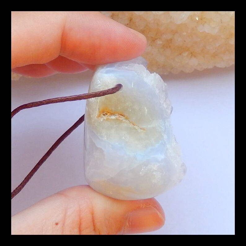 Blue Lace Agate Pendant,Drusy Blue Lace Agate Pendant 36x27x22mm,28.7g-h1025