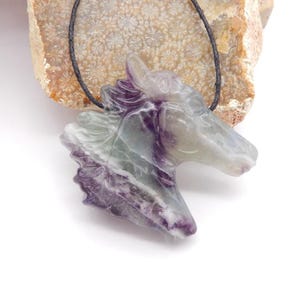 Carved Fluorite Horse Head Pendant,Gemstone Pendant,Animal Necklace Pendant,Horse Pendant, 38x42x10mm, 29.6g-W15448