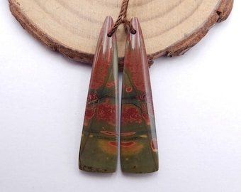 Hot Sale Multi-Color Picasso jasper Triangle Gremstone Earrings Bead, 40x10x4mm, 5g-W1387