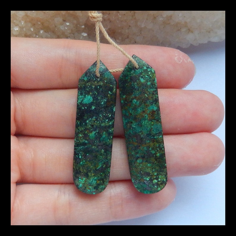 n0306 African Turquoise Gemstone Earrings,Natural Stone Jewelry,41x11x5mm,40x12x5mm,9.8g