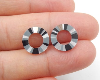 Vente Hematite, Obsidian Et M.O.P Boucles d’oreilles rondes Intarsia, 11x1mm, 0.3g-C1163