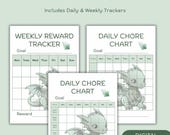 Dragon Chore Chart Printable: Kids Daily & Weekly Reward Tracker (Digital Download)