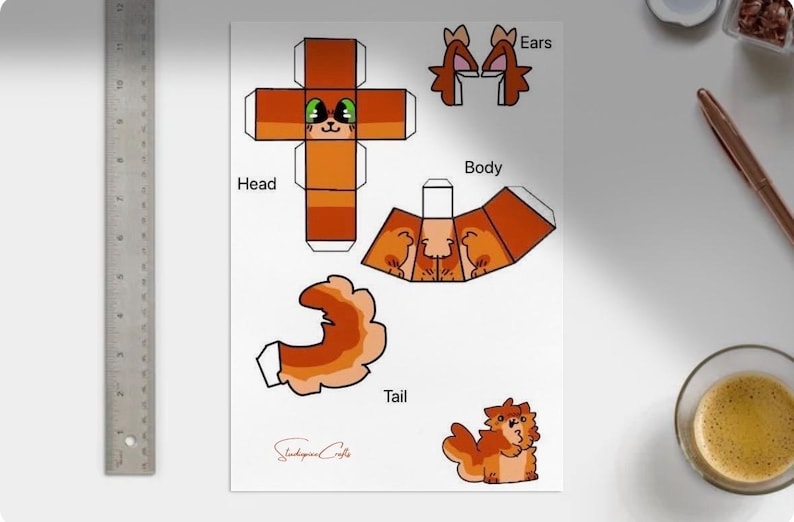 Warrior Cats Inspired Papercraft Printable 3D Cat Template Fire Warrior Cats Inspired Papercraft Printable 3D Cat Template Fire
